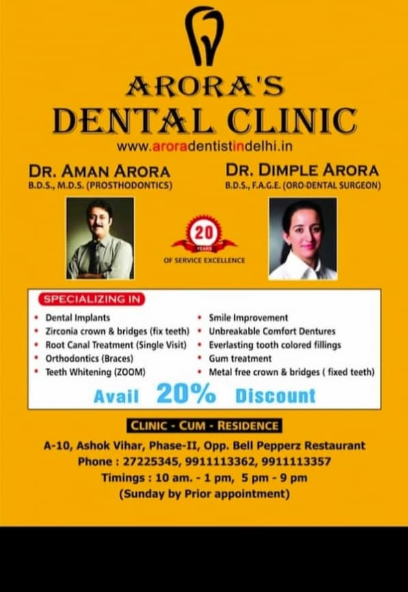 Get 20% discount on dental treatments to celebrate the clinic's 20 years completion.