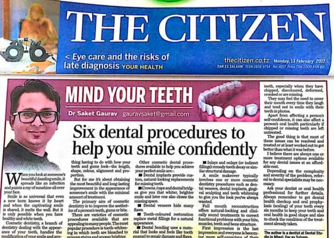 Article Publications - Six Dental Procedures to help you Smile Confidently
