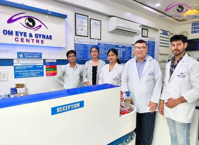 Reception Area & Team at Om Eye and Gynae Centre, Vaishali, Ghaziabad